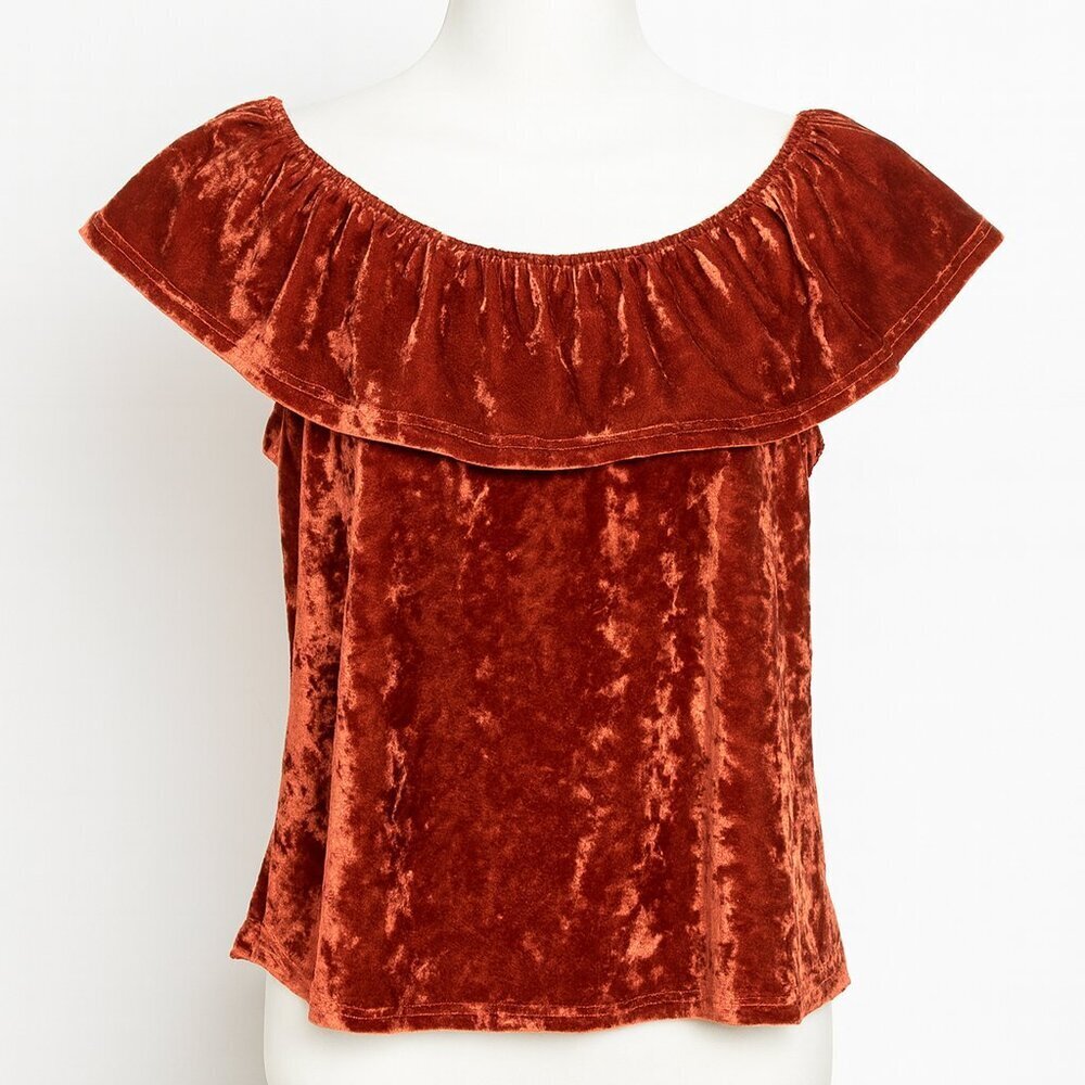 Elegant Red Velvet Top Size L – Zoe and Rose, Holiday Festive, Stretchy